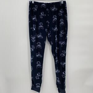 Disney Stitch Print Pajama Pants Jogger Navy Blue Size Medium